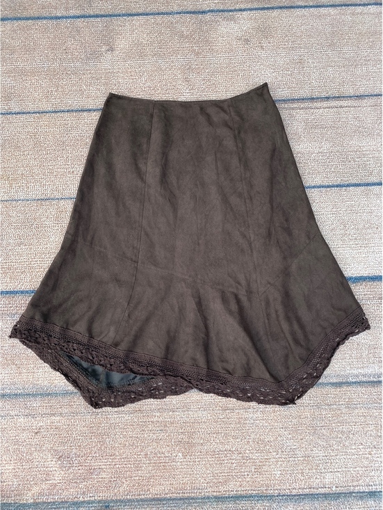 R.Q.T Dresses & Skirts - Espresso brown asymmetrical lace trim skirt RQT size 12 western indie sleaze Y2K